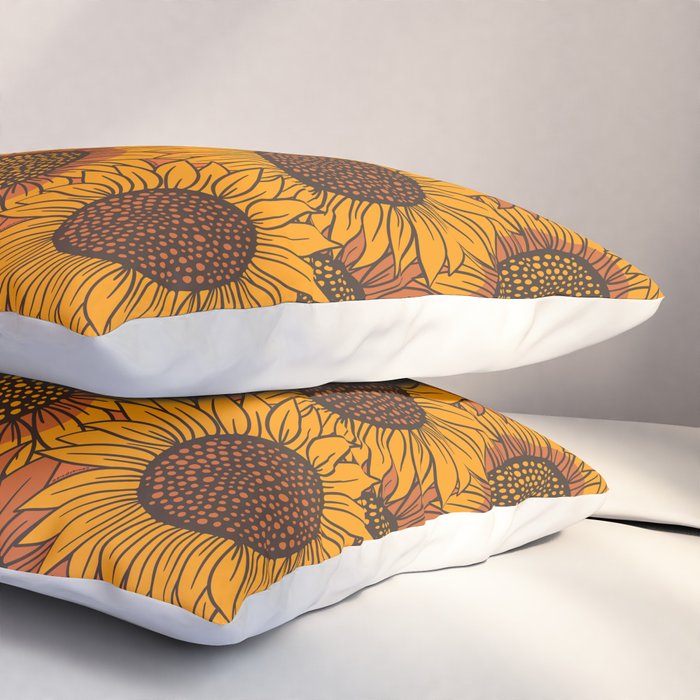 Fall Sunflower Print Pillow Sham Gallery Image 3