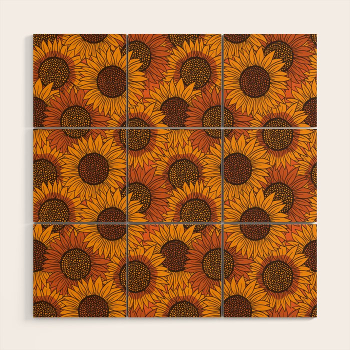 Fall Sunflower Print Wood Wall Art Gallery Image 1