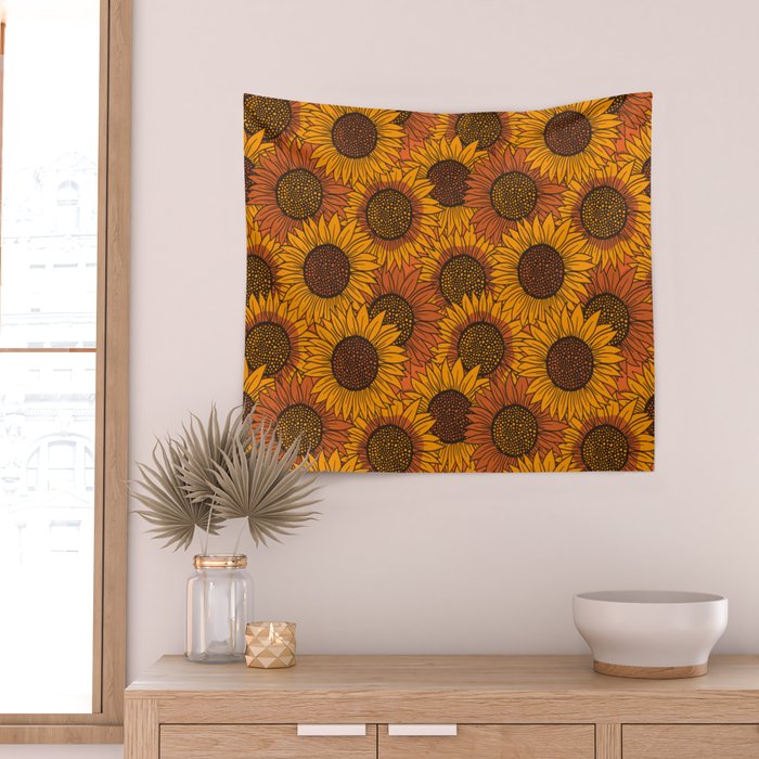 Fall Sunflower Print Wall Tapestry Gallery Image 2
