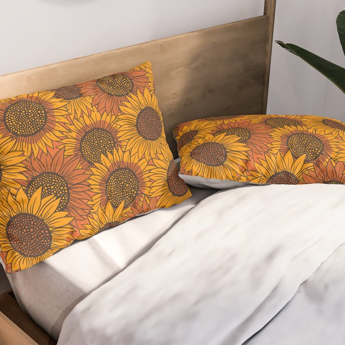 Fall Sunflower Print Pillow Sham Gallery Image 2