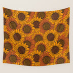 Fall Sunflower Print Wall Tapestry Gallery Image 4