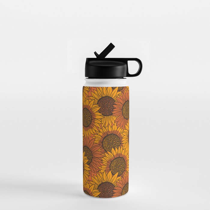 Fall Sunflower Print Water Bottle Gallery Image 1