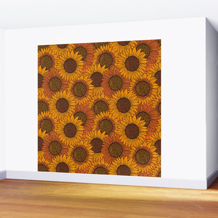 Fall Sunflower Print Wall Mural Gallery Image 2