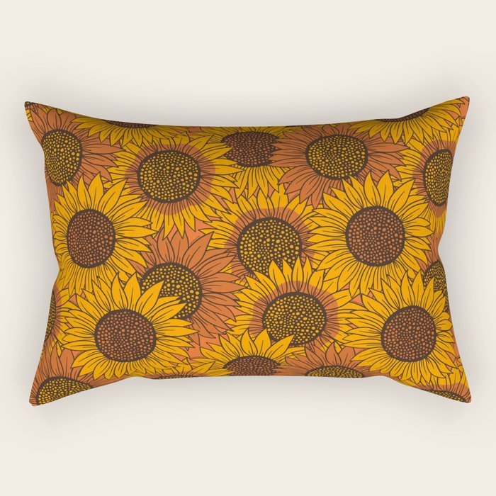 Fall Sunflower Print Rectangular Pillow Gallery Image 2