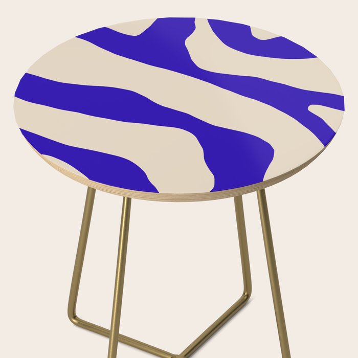 Blue Cobalt Abstract Minimalist Organic Forms Pattern with Beige Side Table Gallery Image 2