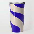 Blue Cobalt Abstract Minimalist Organic Forms Pattern with Beige Travel Mug Gallery Image 2