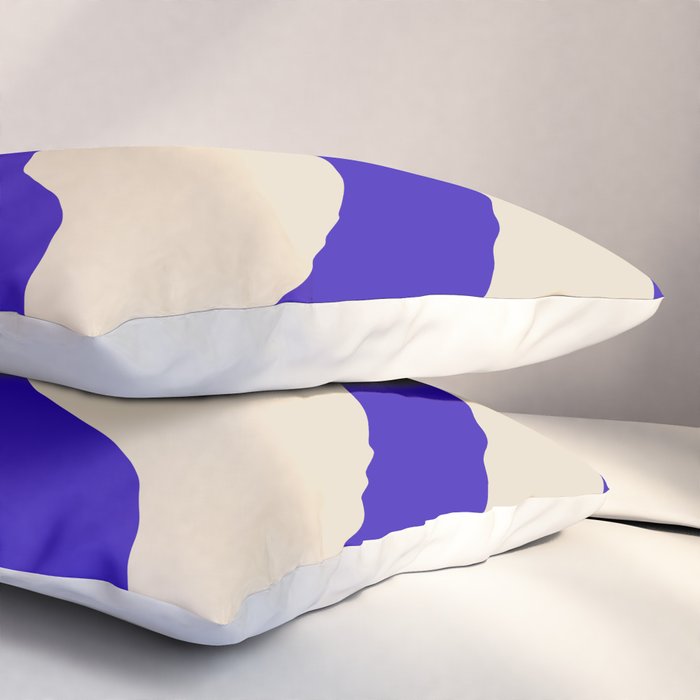 Blue Cobalt Abstract Minimalist Organic Forms Pattern with Beige Pillow Sham Gallery Image 3