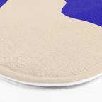 Blue Cobalt Abstract Minimalist Organic Forms Pattern with Beige Bath Mat Gallery Image 3