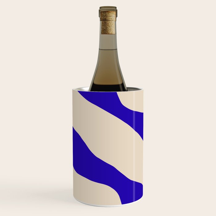 Blue Cobalt Abstract Minimalist Organic Forms Pattern with Beige Wine Chiller Gallery Image 1