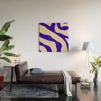 Blue Cobalt Abstract Minimalist Organic Forms Pattern with Beige Wood Wall Art Gallery Image 2