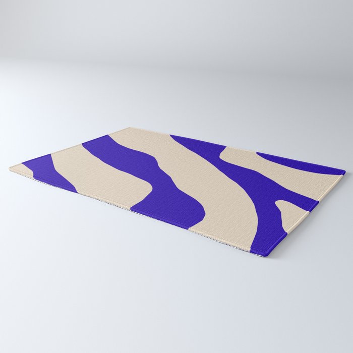 Blue Cobalt Abstract Minimalist Organic Forms Pattern with Beige Rug Gallery Image 3