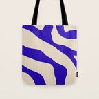 Blue Cobalt Abstract Minimalist Organic Forms Pattern with Beige Tote Bag Gallery Image 1