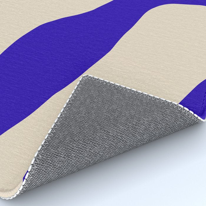 Blue Cobalt Abstract Minimalist Organic Forms Pattern with Beige Rug Gallery Image 4
