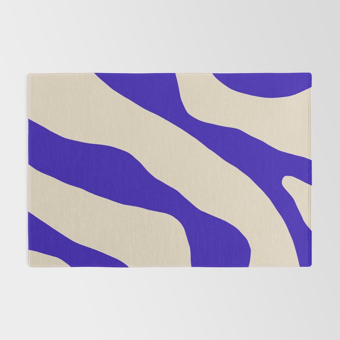 Blue Cobalt Abstract Minimalist Organic Forms Pattern with Beige Rug Gallery Image 2