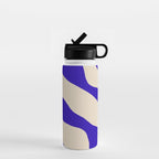 Blue Cobalt Abstract Minimalist Organic Forms Pattern with Beige Water Bottle Gallery Image 1