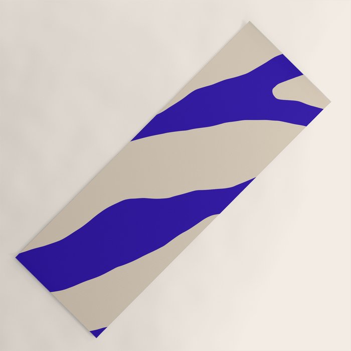 Blue Cobalt Abstract Minimalist Organic Forms Pattern with Beige Yoga Mat Gallery Image 1