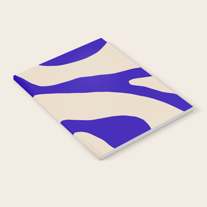 Blue Cobalt Abstract Minimalist Organic Forms Pattern with Beige Notebook Gallery Image 1