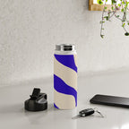 Blue Cobalt Abstract Minimalist Organic Forms Pattern with Beige Water Bottle Gallery Image 4