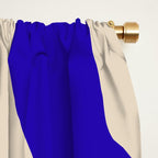 Blue Cobalt Abstract Minimalist Organic Forms Pattern with Beige Window Curtain Gallery Image 2