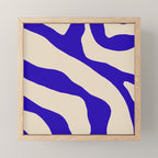 Blue Cobalt Abstract Minimalist Organic Forms Pattern with Beige Mini Art Print Gallery Image 1