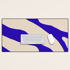 Blue Cobalt Abstract Minimalist Organic Forms Pattern with Beige Desk Mat Gallery Image 1