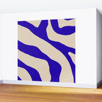 Blue Cobalt Abstract Minimalist Organic Forms Pattern with Beige Wall Mural Gallery Image 2