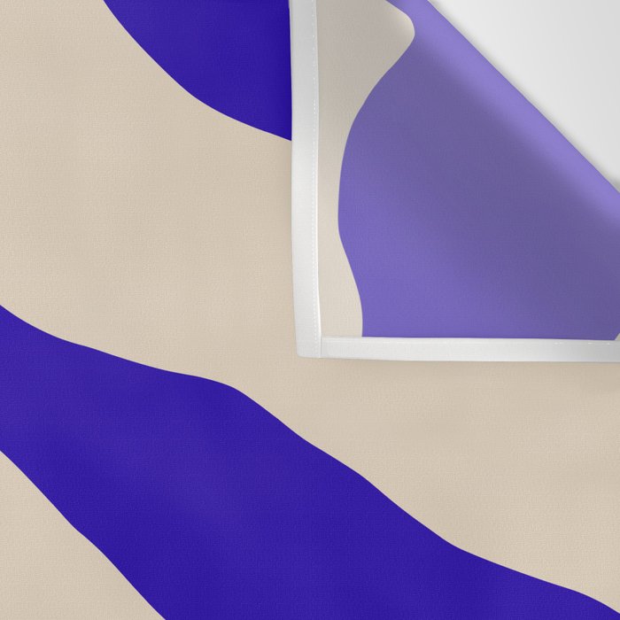 Blue Cobalt Abstract Minimalist Organic Forms Pattern with Beige Wall Tapestry Gallery Image 3