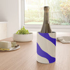 Blue Cobalt Abstract Minimalist Organic Forms Pattern with Beige Wine Chiller Gallery Image 4