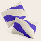 Blue Cobalt Abstract Minimalist Organic Forms Pattern with Beige Pillow Sham Gallery Image 3
