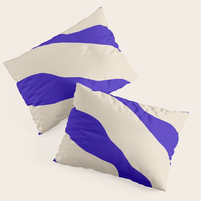 Blue Cobalt Abstract Minimalist Organic Forms Pattern with Beige Pillow Sham Gallery Image 3