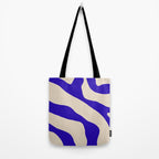 Blue Cobalt Abstract Minimalist Organic Forms Pattern with Beige Tote Bag Gallery Image 2