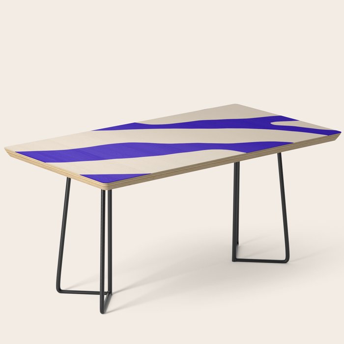 Blue Cobalt Abstract Minimalist Organic Forms Pattern with Beige Coffee Table Gallery Image 1