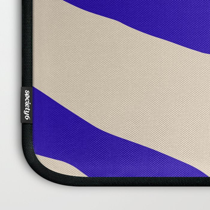 Blue Cobalt Abstract Minimalist Organic Forms Pattern with Beige Laptop Sleeve Gallery Image 3
