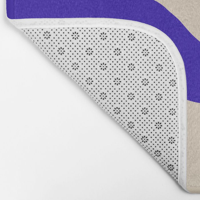 Blue Cobalt Abstract Minimalist Organic Forms Pattern with Beige Bath Mat Gallery Image 2