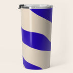Blue Cobalt Abstract Minimalist Organic Forms Pattern with Beige Travel Mug Gallery Image 3
