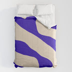 Blue Cobalt Abstract Minimalist Organic Forms Pattern with Beige Comforter Gallery Image 6
