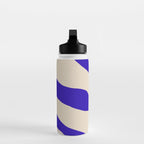 Blue Cobalt Abstract Minimalist Organic Forms Pattern with Beige Water Bottle Gallery Image 3