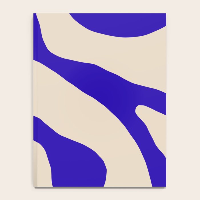 Blue Cobalt Abstract Minimalist Organic Forms Pattern with Beige Notebook Gallery Image 4