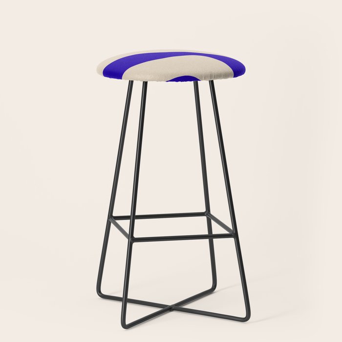 Blue Cobalt Abstract Minimalist Organic Forms Pattern with Beige Stool Gallery Image 1