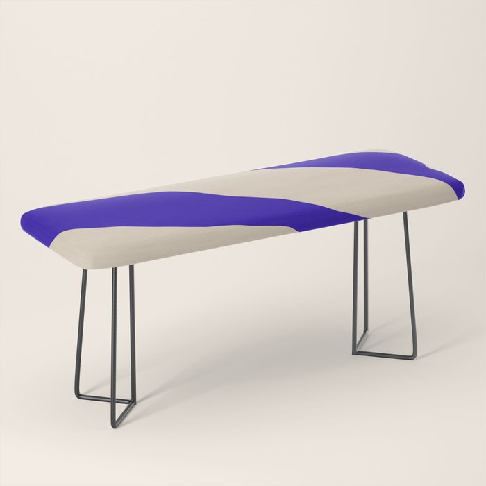 Blue Cobalt Abstract Minimalist Organic Forms Pattern with Beige Bench Gallery Image 1