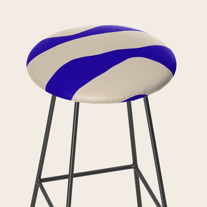 Blue Cobalt Abstract Minimalist Organic Forms Pattern with Beige Stool Gallery Image 2