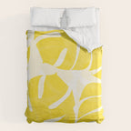 Mellow Yellow Monstera Leaves White Background #decor #society6 #buyart Duvet Cover Gallery Image 6