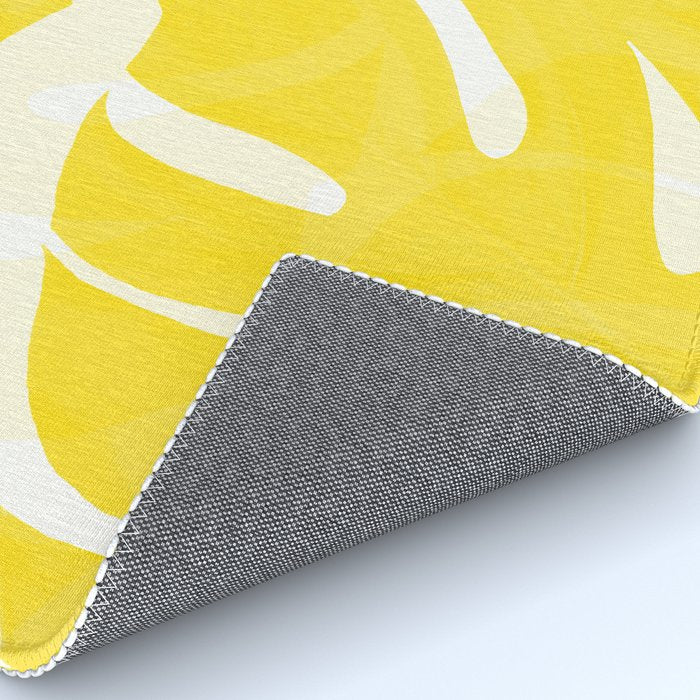 Mellow Yellow Monstera Leaves White Background #decor #society6 #buyart Rug Gallery Image 4