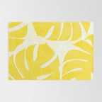 Mellow Yellow Monstera Leaves White Background #decor #society6 #buyart Rug Gallery Image 2