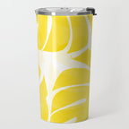Mellow Yellow Monstera Leaves White Background #decor #society6 #buyart Travel Mug Gallery Image 2