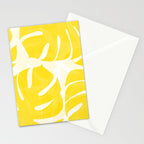 Mellow Yellow Monstera Leaves White Background #decor #society6 #buyart Stationery Card Gallery Image 2