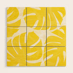 Mellow Yellow Monstera Leaves White Background #decor #society6 #buyart Wood Wall Art Gallery Image 1