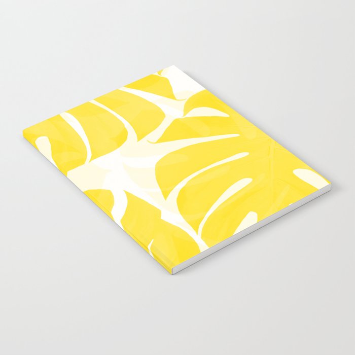 Mellow Yellow Monstera Leaves White Background #decor #society6 #buyart Notebook Gallery Image 2