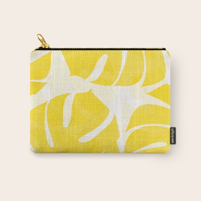Mellow Yellow Monstera Leaves White Background #decor #society6 #buyart Carry All Pouch Gallery Image 1