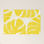 Mellow Yellow Monstera Leaves White Background #decor #society6 #buyart Welcome Mat Gallery Image 1
